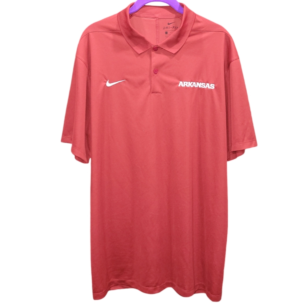 Arkansas Razorback Nike dri-fit polo short sleeve button-up Size L
